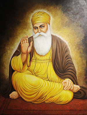 Guru Nanak - oil portrait painting on canvas