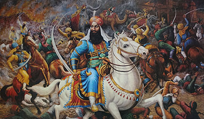 Maharaja Jassa Singh Ramgarhia captured Red Port of Delhi - Mural- oil painting on canvas