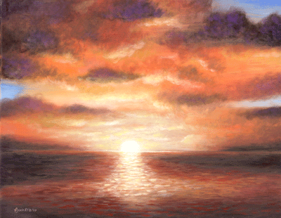 Painting sunset seascape at layers stage 4 demo.