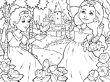 Two Princess with castle - illustration