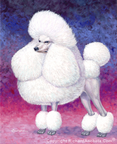 poodle oil painting