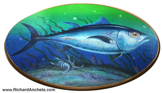 Tuna Fish Oil Painting on Wood
