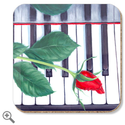 art coaster - piano and rose