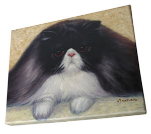 Black Persian Cat  painting - giclee on canvas.