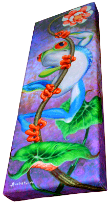 Vine Frog Painting- giclee on canvas by Richard Abncheta.