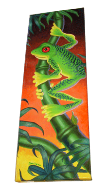 Bamboo frog painting - giclee on canvas by Richard Ancheta.