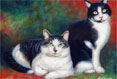 Rocky and Dixy - Cat Painting by Richard Ancheta