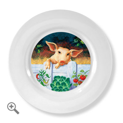 ceramic art plates pig