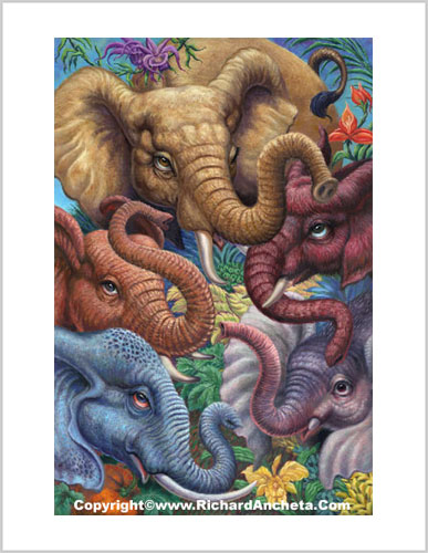 Elephants Painting Frameable Prints by Richard Ancheta