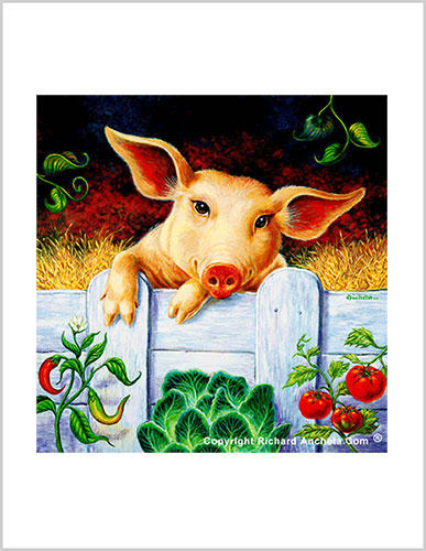 Pig Painting Frameable Prints by Richard Ancheta