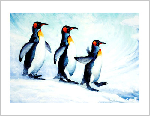 Penguin Painting Frameable Prints by Richard Ancheta