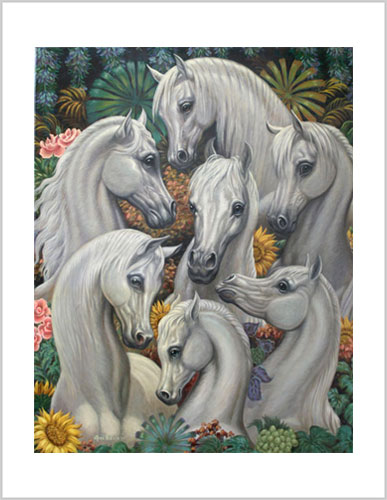 White Arabian Horses Painting Frameable Prints by Richard Ancheta