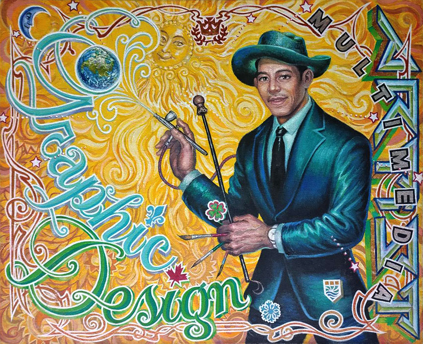 Richard Fernandez Ancheta - oil portrait on canvas - self portrait - Filipino-Canadian portrait artist, portrait painter, portrait artist, creative designer, airbrush artist - www.richardancheta.com, title: Earth Day, Saint Patick Day.