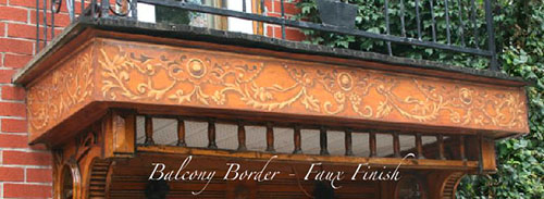 Balcony for decoration with oil painting of flower ornamentals.