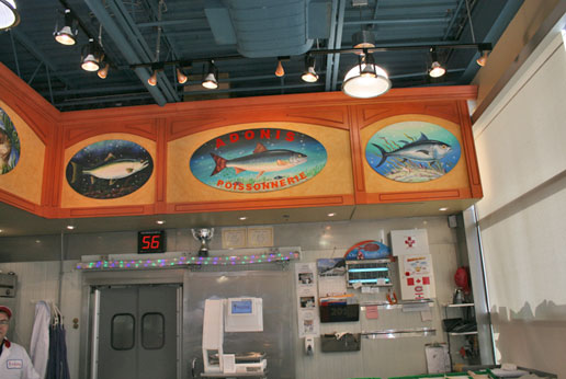 Hand painted sigs for fish market, poissonnerie designed by Richard Ancheta - Montreal.