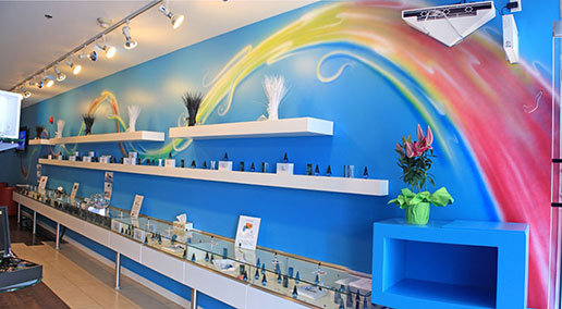 Mural airbrush painting with the theme - Smoke Rhythm Design - by Richard Ancheta, Montreal.