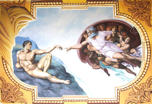 The Creation of Adam by Michelangelo Buonarroti - Renaissance Mural Painting Reproduction - Montreal