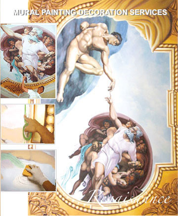 The Creation of Adam by Michelangelo Buonarroti - Renaissance mural painting decoration services - Montreal