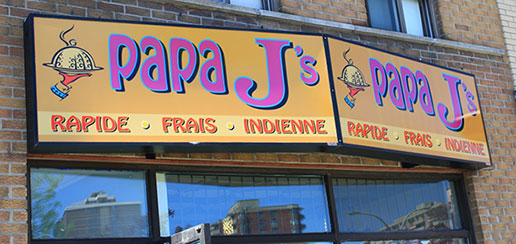 Papa Js Restaurant Indian Cuisine, Cote-Vertu, Montreal- Signboard design by Richard Ancheta