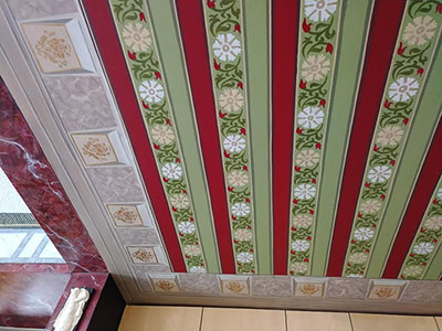 Ceiling corners Floral Stripes Painting Marble Design.