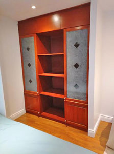 Wardrobe cabinets with faux texture white oil painted reverse on glass windows