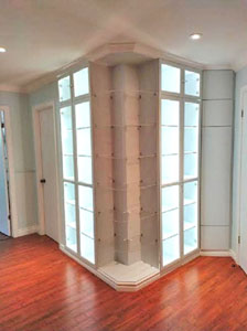 Library bookshelves with modern LED back lightings