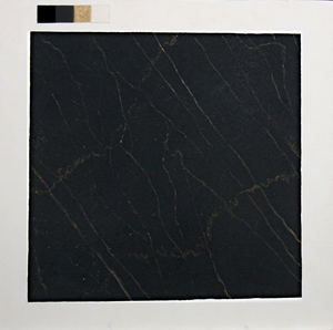 Marbling base coat is start with the base of charcoal gray and gradually increase the mixed of different black tones, the golds are varies in lighter to redish tones and overlayed with veinings of whites and grays.