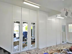Garage shelves  design - construction finishing with oil painting.