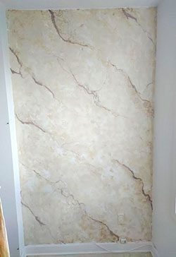 Grey and beige faux carrara marble wall mural painting.