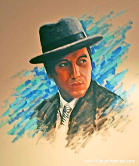 Al Pacino portrait mural painting by Richard Ancheta - Montreal.