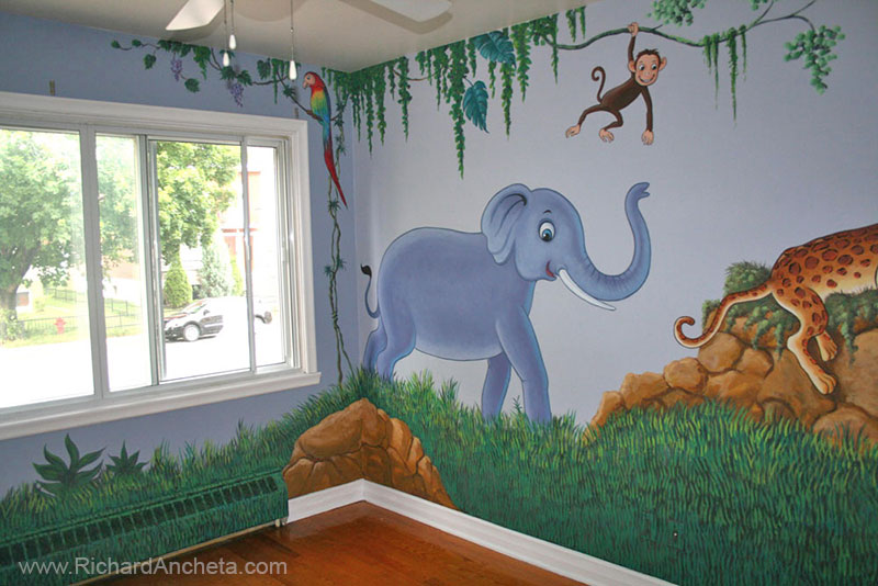 Kid S Jungle And Animal Mural Painting For Nursery Room Montreal
