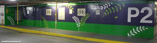 Mural Painting - Bicycle Parking graphic Design - Stationnement Velo Murals  - 1000 de la Gauchetire Montreal