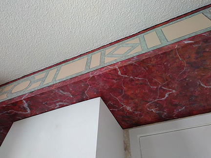 Onyx red marble ceiling painting.
