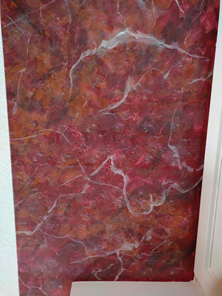 Onyx red marble ceiling design.