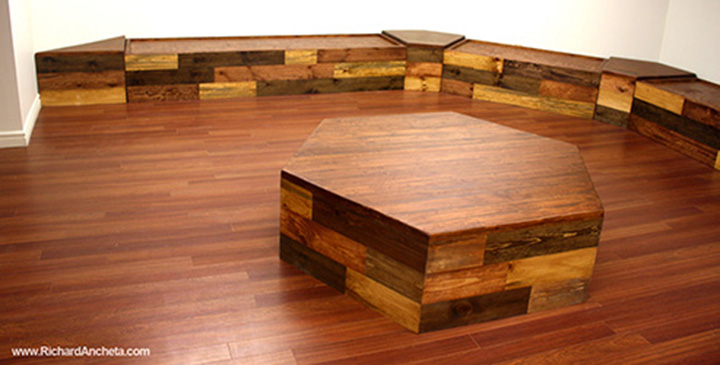 Custom design tables of hexagon, pentagon and triangles.