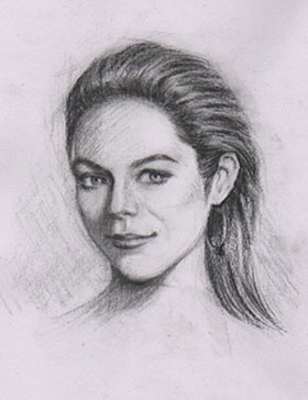 Charcoal portrait, ball and plane step 4