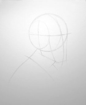 Charcoal portrait, ball and plane step 2