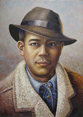 Oil portrait, first color layer - self portrait by Richard Ancheta.