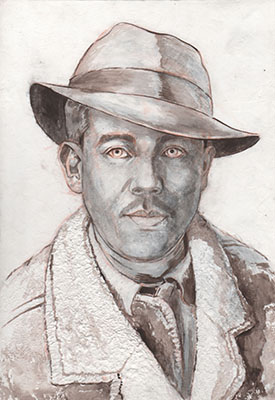 Self-portrait of Richard Ancheta, posterize and imprimatura