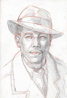 Self-portrait of Richard Ancheta, pencil sketch 