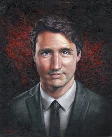 Oil portrait Flemish painting technique - 
 Artists model - Justin Trudeau.