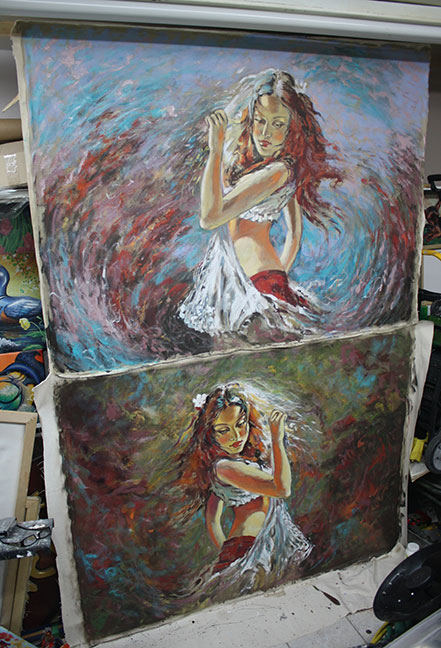 Woman dancing oil painting reproduction by Richard Ancheta - Montreal.