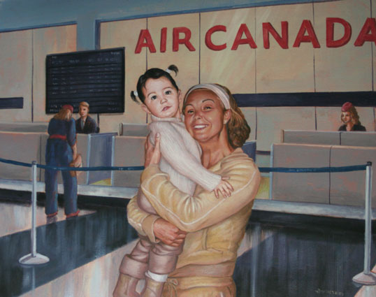 Portrait of grandma and grand daughter,oil painting by Richard Ancheta, Montreal Quebec