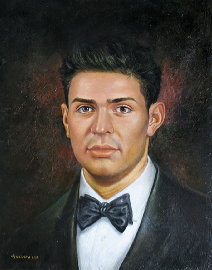 Oil portrait of Carey Price - Artists model , chiaroscuro painting technique by Richard Ancheta Montreal