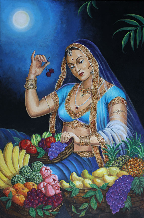 Lady with bountiful fruits.
