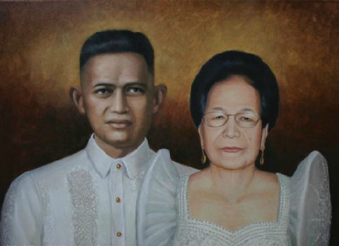 Oil portrait wedding anniversary, painting by Richard Ancheta, Montreal.