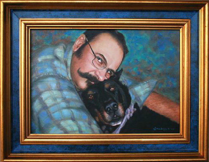 Portrait of Jean and Beauceron , Oil on Canvas  