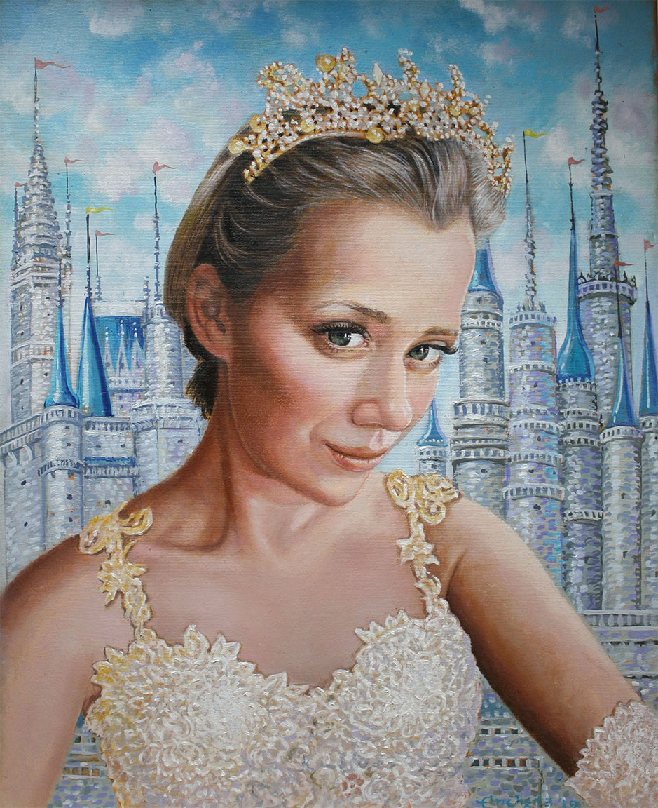 Disney golden princess, oil painting on canvas by Richard Ancheta
