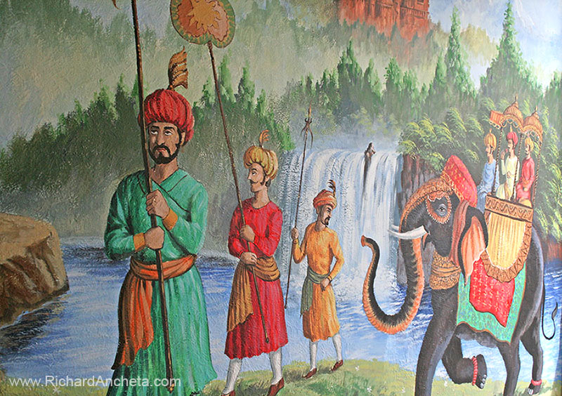 Indian restaurant mural painting by Richard Ancheta - Montreal