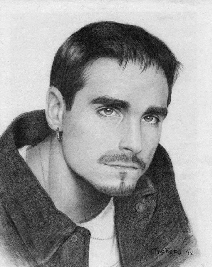 Kevin Richardson - charcoal portrait in dry brush technique sample - fusain par Richard Ancheta - Montreal